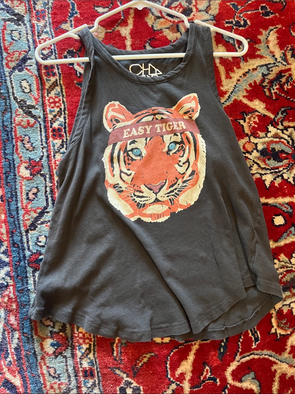 Chaser Black Tank Top with Orange Tiger Graphic